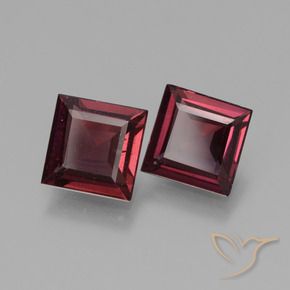 1.35 ctw Red Rhodolite Garnet Stones, Natural Rhodolite Garnet in Square Facet Shape for Sale