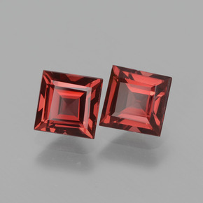 1.50 ctw Red Rhodolite Garnet Stones, Natural Rhodolite Garnet in Square Facet Shape for Sale