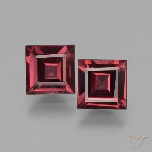 1.53 ct Square Cut Rhodolite Garnet, 5.2 x 5.1 mm From Mozambique, Photo A