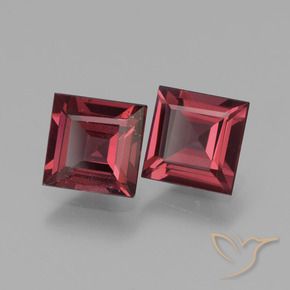 1.53 ctw Red Rhodolite Garnet Stones, Natural Rhodolite Garnet in Square Facet Shape for Sale
