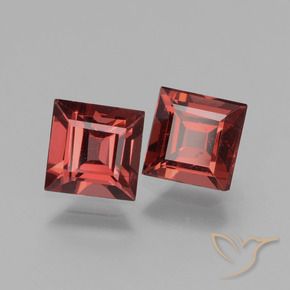 1.55 ctw Red Rhodolite Garnet Stones, Natural Rhodolite Garnet in Square Facet Shape for Sale