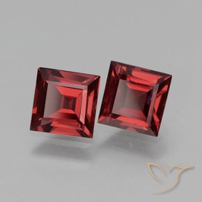 1.49 ctw Red Rhodolite Garnet Stones, Natural Rhodolite Garnet in Square Facet Shape for Sale
