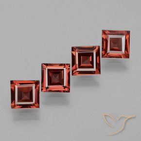 2.60 ctw Red Rhodolite Garnet Stones, Natural Rhodolite Garnet in Square Facet Shape for Sale