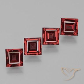 2.73 ctw Red Rhodolite Garnet Stones, Natural Rhodolite Garnet in Square Facet Shape for Sale