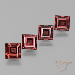 2.59 ctw Red Rhodolite Garnet Stones, Natural Rhodolite Garnet in Square Facet Shape for Sale