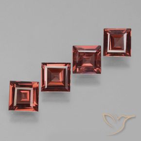 2.37 ctw Red Rhodolite Garnet Stones, Natural Rhodolite Garnet in Square Facet Shape for Sale