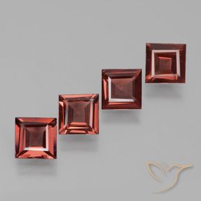2.43 ctw Red Rhodolite Garnet Stones, Natural Rhodolite Garnet in Square Facet Shape for Sale