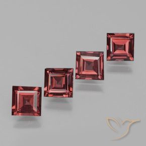 2.75 ctw Red Rhodolite Garnet Stones, Natural Rhodolite Garnet in Square Facet Shape for Sale