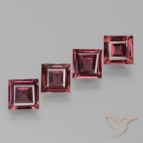 2.47 ctw Red Rhodolite Garnet Stones, Natural Rhodolite Garnet in Square Facet Shape for Sale