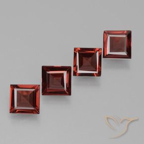 2.44 ctw Red Rhodolite Garnet Stones, Natural Rhodolite Garnet in Square Facet Shape for Sale