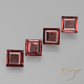 2.37 ctw Red Rhodolite Garnet Stones, Natural Rhodolite Garnet in Square Facet Shape for Sale