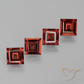 2.48 ctw Red Rhodolite Garnet Stones, Natural Rhodolite Garnet in Square Facet Shape for Sale