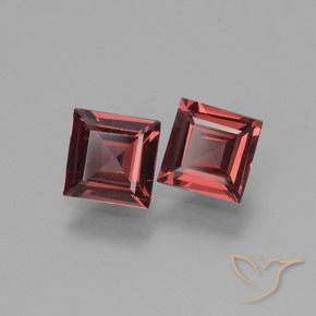 1.33 ctw Red Rhodolite Garnet Stones, Natural Rhodolite Garnet in Square Facet Shape for Sale