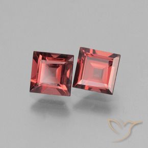1.55 ctw Red Rhodolite Garnet Stones, Natural Rhodolite Garnet in Square Facet Shape for Sale