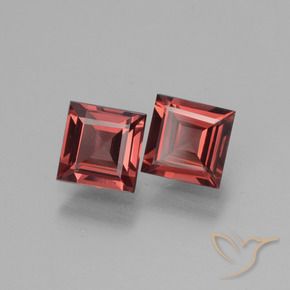 1.39 ctw Red Rhodolite Garnet Stones, Natural Rhodolite Garnet in Square Facet Shape for Sale