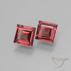 1.38 ctw Red Rhodolite Garnet Stones, Natural Rhodolite Garnet in Square Facet Shape for Sale