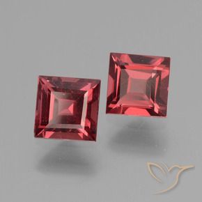 1.48 ctw Red Rhodolite Garnet Stones, Natural Rhodolite Garnet in Square Facet Shape for Sale