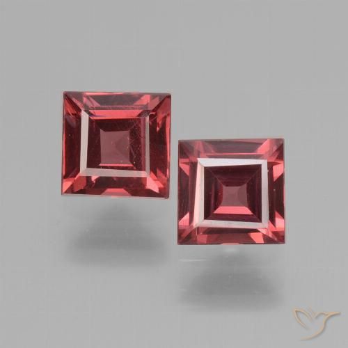 1.39ctw Natural Medium Red Rhodolite Garnet, Square, VS