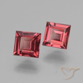1.39 ctw Red Rhodolite Garnet Stones, Natural Rhodolite Garnet in Square Facet Shape for Sale