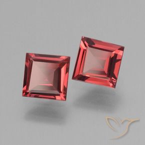 1.42 ctw Red Rhodolite Garnet Stones, Natural Rhodolite Garnet in Square Facet Shape for Sale