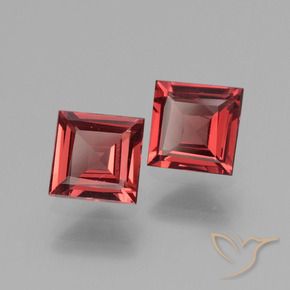 1.37 ctw Red Rhodolite Garnet Stones, Natural Rhodolite Garnet in Square Facet Shape for Sale