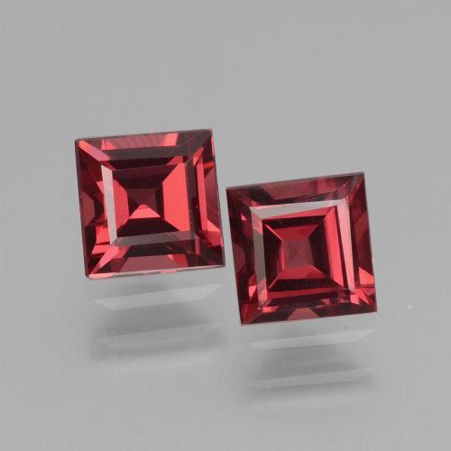 dunkelrot Rhodolit-Granat Edelstein - 0.8ct Carréschliff / Quadrat (ID: 431437)