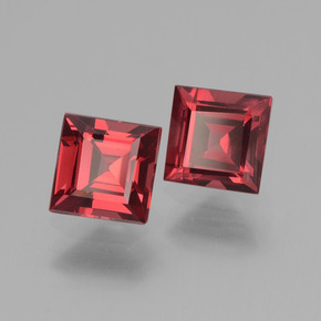 1.57 ctw Red Rhodolite Garnet Stones, Natural Rhodolite Garnet in Square Facet Shape for Sale