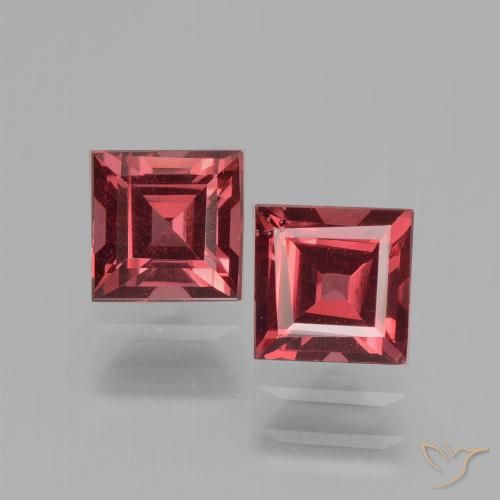 1.67 ct Square Cut Rhodolite Garnet, 4.9 x 4.9 mm From Mozambique, Photo A