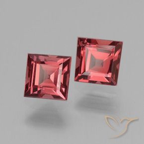 1.67 ctw Red Rhodolite Garnet Stones, Natural Rhodolite Garnet in Square Facet Shape for Sale