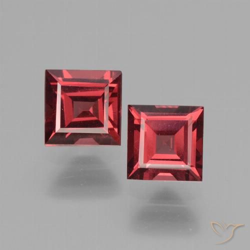 1.56 ct Square Cut Rhodolite Garnet, 4.9 x 4.9 mm From Mozambique, Photo A