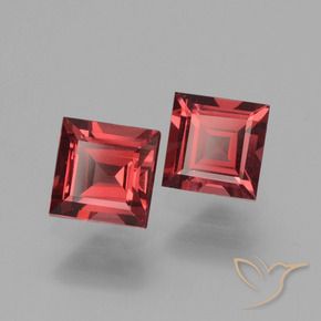 1.56 ctw Red Rhodolite Garnet Stones, Natural Rhodolite Garnet in Square Facet Shape for Sale