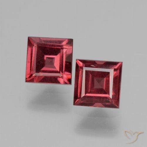 1.60ctw Natural Pinkish Red Rhodolite Garnet, Square, VS