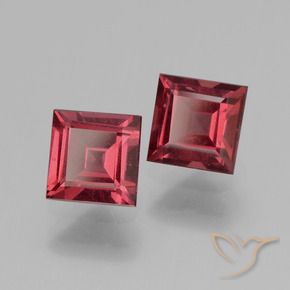 1.60 ctw Red Rhodolite Garnet Stones, Natural Rhodolite Garnet in Square Facet Shape for Sale