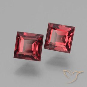 1.75 ctw Red Rhodolite Garnet Stones, Natural Rhodolite Garnet in Square Facet Shape for Sale
