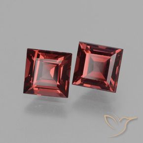 1.70 ctw Red Rhodolite Garnet Stones, Natural Rhodolite Garnet in Square Facet Shape for Sale