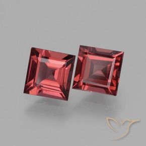 1.48 ctw Red Rhodolite Garnet Stones, Natural Rhodolite Garnet in Square Facet Shape for Sale