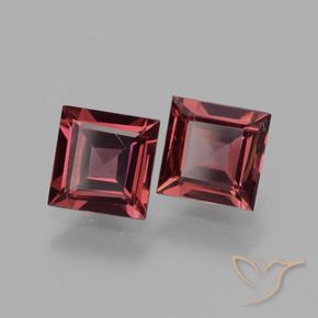 1.41 ctw Red Rhodolite Garnet Stones, Natural Rhodolite Garnet in Square Facet Shape for Sale