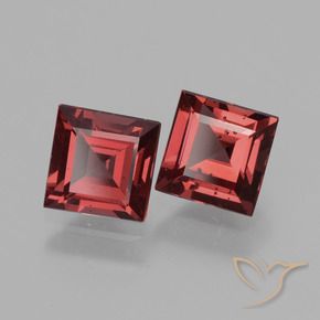 1.72 ctw Red Rhodolite Garnet Stones, Natural Rhodolite Garnet in Square Facet Shape for Sale