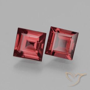 1.52 ctw Red Rhodolite Garnet Stones, Natural Rhodolite Garnet in Square Facet Shape for Sale