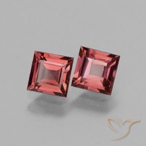 1.63 ctw Red Rhodolite Garnet Stones, Natural Rhodolite Garnet in Square Facet Shape for Sale