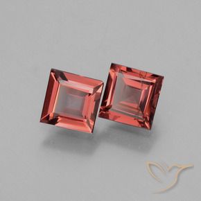 1.34 ctw Red Rhodolite Garnet Stones, Natural Rhodolite Garnet in Square Facet Shape for Sale
