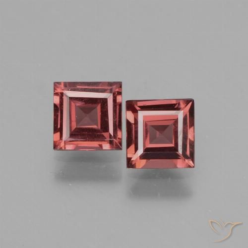 1.38ctw Natural Light Scarlet Red Rhodolite Garnet, Square, VS