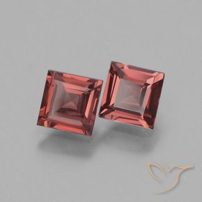 1.58 ctw Red Rhodolite Garnet Stones, Natural Rhodolite Garnet in Square Facet Shape for Sale
