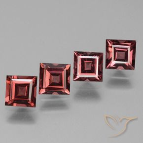 2.85 ctw Red Rhodolite Garnet Stones, Natural Rhodolite Garnet in Square Facet Shape for Sale