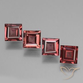 2.83 ctw Red Rhodolite Garnet Stones, Natural Rhodolite Garnet in Square Facet Shape for Sale