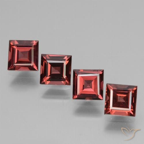 3.25ctw Natural Dark Red Rhodolite Garnet, Square, VS