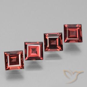 3.25 ctw Red Rhodolite Garnet Stones, Natural Rhodolite Garnet in Square Facet Shape for Sale