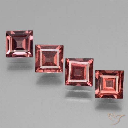 2.87ctw Natural Light Scarlet Red Rhodolite Garnet, Square, VS