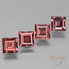 2.87 ctw Red Rhodolite Garnet Stones, Natural Rhodolite Garnet in Square Facet Shape for Sale