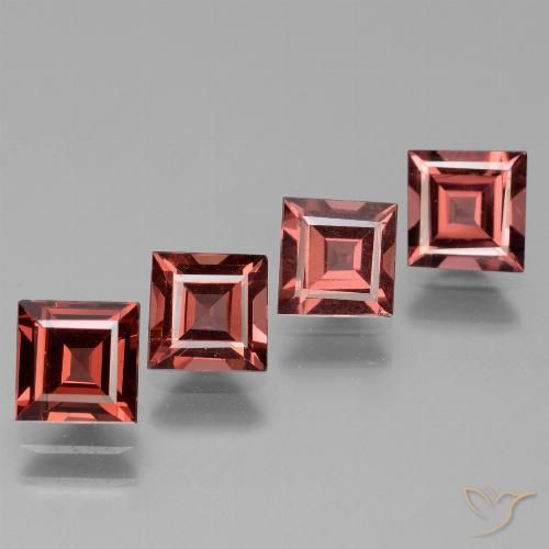 2.96ctw Natural Deep Brick Red Rhodolite Garnet, Square, VS